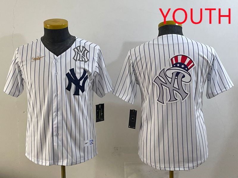 Youth 2025 New York Yankees Blank White Stripe Throwback Nike MLB Jersey style 13